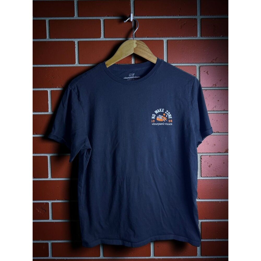 Vineyard Vines No Wake Zone Graphic T Shirt Men's Medium Black